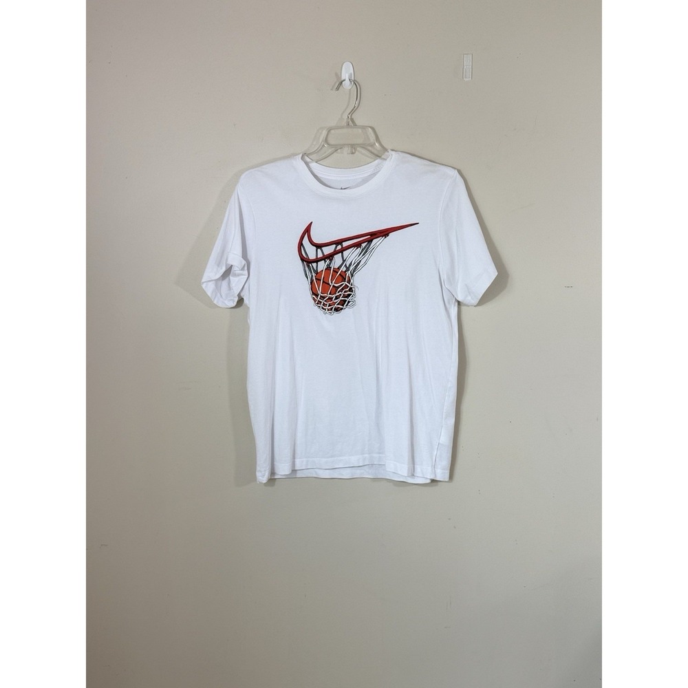 Nike Dri-FIT Streetwear Basketball Graphic T-Shirt Men L White Swoosh Tee